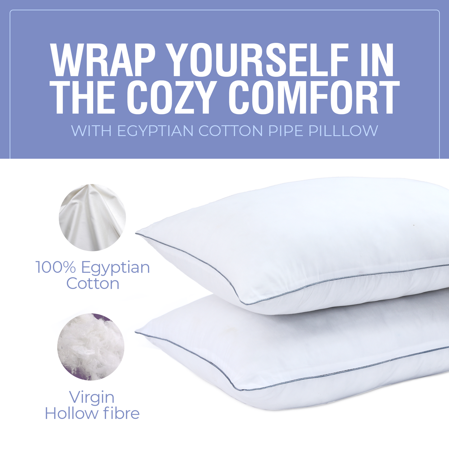 Egyptian Cotton Bed Pillow Extra Soft Filling for The Best Sleep