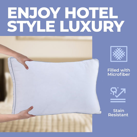 Pack of 2 Luxury Egyptian Cotton Box Pillows, Extra Soft Filling for Best Sleep,