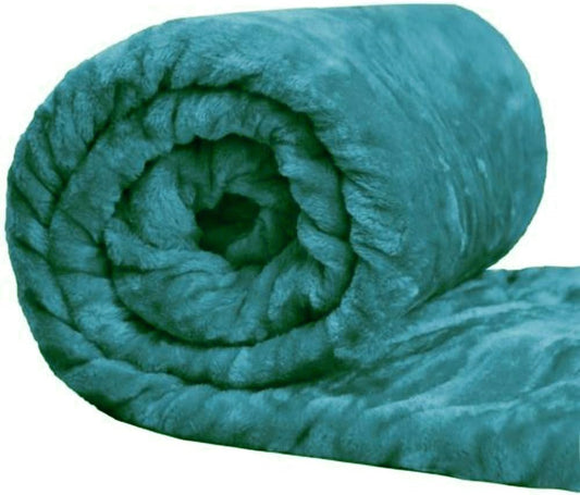 Teal faux fur throw blanket