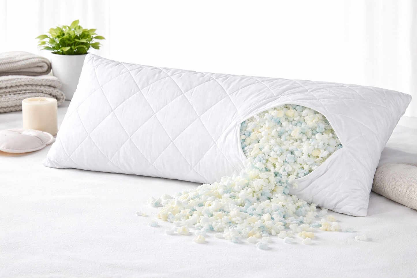 Quilted Bolster Pillow | Shredded Foam Fill | All Sizes