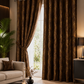 Modern Gold Foil Marble Print Drapes | Room Darkening Eyelet Curtains