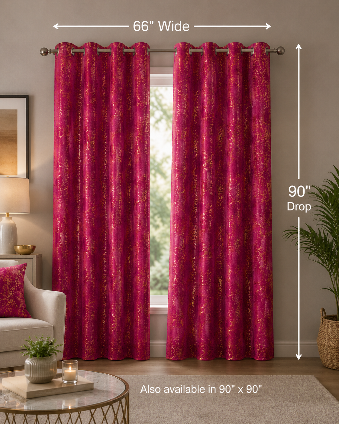 Modern Gold Foil Marble Print Drapes | Room Darkening Eyelet Curtains
