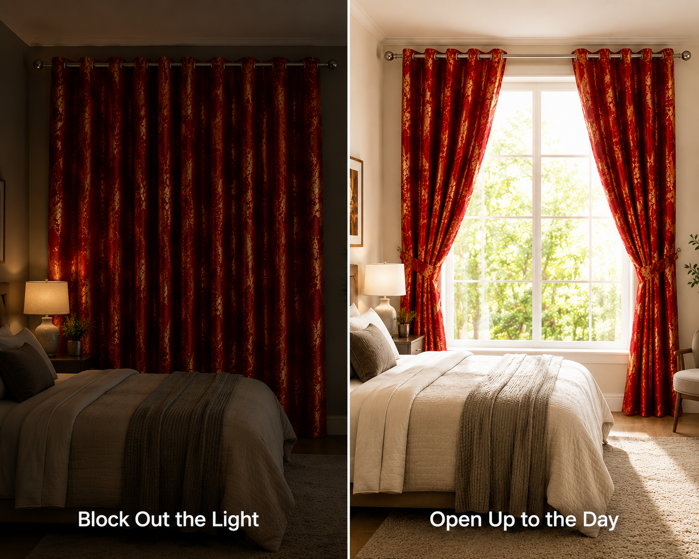 Modern Gold Foil Marble Print Drapes | Room Darkening Eyelet Curtains