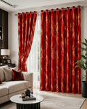 Modern Gold Foil Marble Print Drapes | Room Darkening Eyelet Curtains